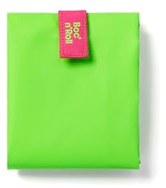 Roll'eat ® | Bolsa Merienda, Porta Bocadillos con Envoltorio Reutilizable, Porta Alimentos Ecológico sin BPA, Bolsa de Tela, Color Fluor Verde - Boc'n'Roll Fluor