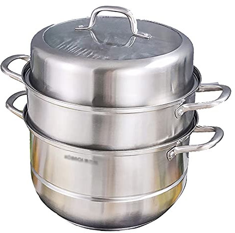 ANSNOW Gedämpfter Fischtopf Aus Edelstahl 304, Dicker Runder Dampfgarer, Gedämpfter Fisch-Induktionsherd, Meeresfrüchtetopf, Dampfgarer/32Cm