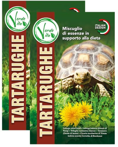 VERDEVITA® - Semi Erba Per Tartarughe Di Terra - Miscuglio Semi In Supporto Alla Dieta Delle Tartarughe - 2 BUSTE