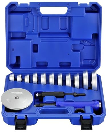 PESIKO 16-TLG. Radlager Montagesatz mit Druckluft-Hammer, Einpresswerkzeug für Lageringe & Dichtungen, Radlager Presse & Druckstücksatz