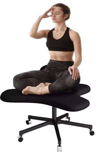 Yoga-Meditationshocker zum Sitzen, ergonomischer, verstellbarer 16- bis 20-Zoll-Kniestuhlhocker, Schreibtischstuhl mit gekreuzten Beinen für ADHS-Patienten für das Home-Office-Schlafzimmer (Schwarz, S