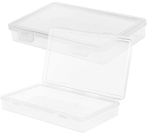 VILLFUL Boîte de Rangement Transparente avec Couvercle en Pp 2pcs, Boîte Plastique Multifonction pour Cartes et Photos, Résistante et Compacte pour Bureau ou École