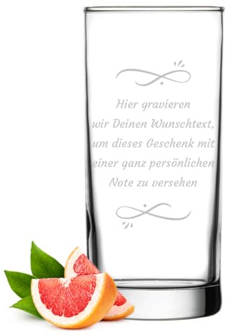 polar-effekt Longdrink Cocktailglas 485 ml mit Gravur - Trinkglas mit Wunschtext - das Geburtstagsgeschenk - spülmaschinenfestes Glas für Drinks, Aperitif und Wasser