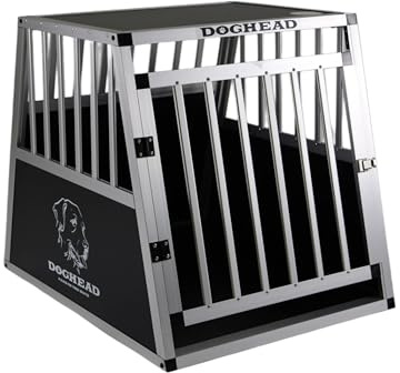 Doghead Hundetransportbox Hundebox Alu Reisebox Transportbox, 60 x 75 x 63 cm, Ecoline, schwarz/Silber