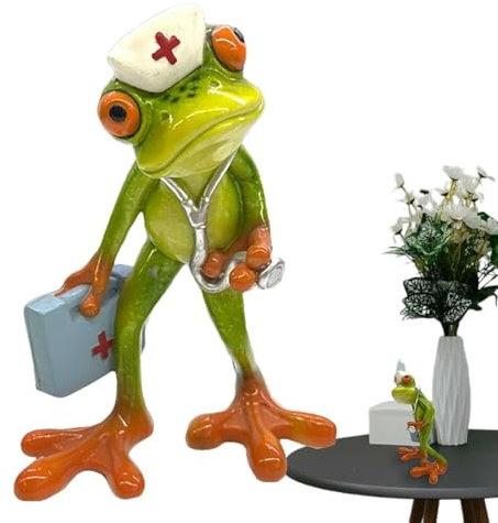 Statue de jardin de grenouille, statues d'infirmière grenouille - Sculptures extérieures en résine de grenouille - Figurines d'infirmière, jeu de rôle de grenouille, Statues de grenouille, ornement an