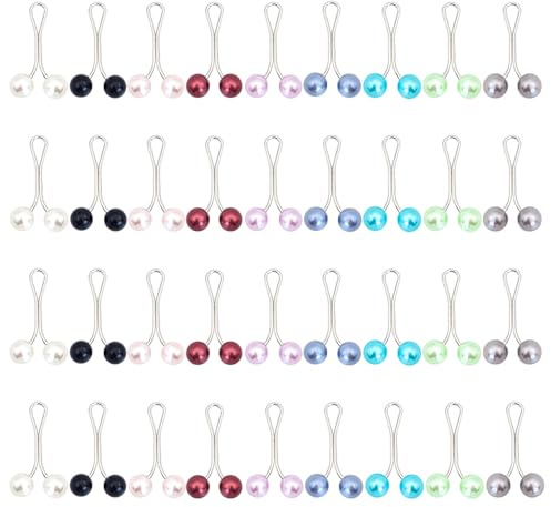 TRKETK 36 Pezzi Donna Spille per Hijab Perla a Forma di U Clip a Goccia Clip con Perle Sintetiche Colorate Scialle Hijab Perle Pin per Donne Signore Sciarpa Abbigliamento Accessories