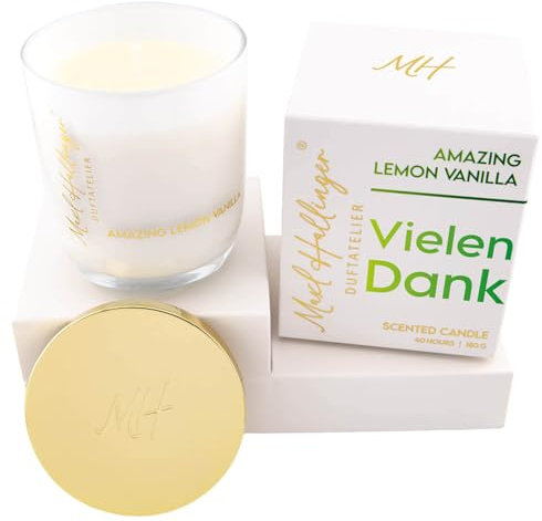 Hallingers Genuss Manufaktur Dankeschön Duftkerze aus Sojawachs bis 40h Maxl Hallinger, scented candle, Duftkerzen im Glas