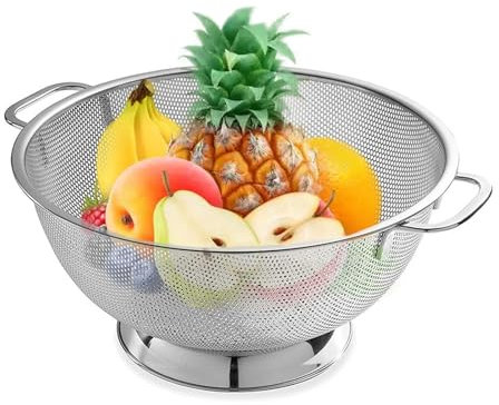 Scolapasta in Acciaio Inox Microforato Φ 25.5 cm - Colino per Pasta, Verdura e Frutta