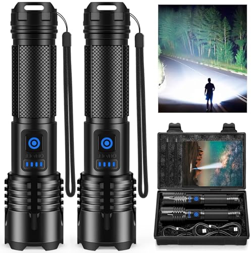 Rechargeable Flashlights High Lumens, 90,000 Lumens Super Bright Led Flashlights with USB Cable, Adjustable Powerful 5 Modes Waterproof Flashlight Handheld Flash Light for Home Camping