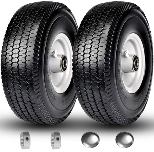 Sackkarrenrad Räder für Sackkarre Vollgummireifen - Vollgummi Reifen 4.10 3.50-4, Bollerwagen Ersatzräder 260 x 85 mm, （ Rad Achse 16mm 2 Stück ）