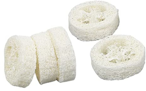 Mikinona Tranches De Luffa Multifonction Lot De 5, Dimensions 5-7 Cm, Base Porte-savonnette Naturel En Luffa, Plateau à Savonnette Intérieur, Pour Salle De Bain Cuisine