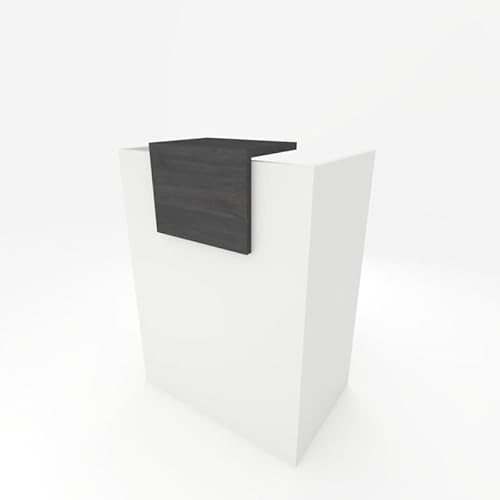 DUÓFIC Mostrador de Recepción y Oficina. Facil Montaje –Color Base Blanco, Color sobremostrador Roble Azabache | 80x105x50 cm | 19mm de Grosor de Tablero | Fabricado en España.