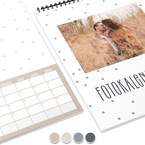 Fotokalender 2026 zum selbstgestalten (Bastelkalender 2026 im A4 Format) - DIY Kalender zum selber gestalten von Januar bis Dezember mit Ferienübersicht - Ideal als Geschenk - Punkte
