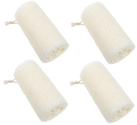 SAFIGLE 4 Piezas Bola de baño de lufa esponja de esponjas de baño esponjas vegetales exfoliante corporal de lufa Beige