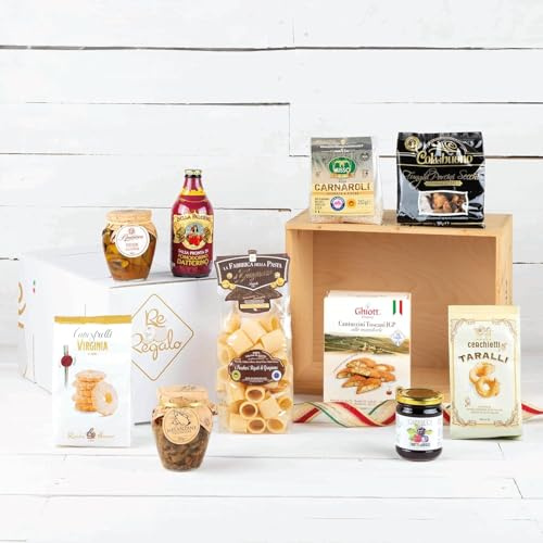 Re Regalo, Cesto Regalo Gastronomico Italia in Tavola, Confezione con Pasta, Riso, Dolci, Salse e Specialità Regionali, Prodotti Italiani, Specialità Made in Italy