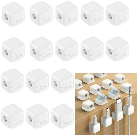 12 Pezzi Supporto per Cavi Magnetico, Organizer per la Gestione dei Cavi con Clip, Supporto per Cavi per Computer, USB, Type-C, MagSafe, Facile Installazione, Adatto per Superfici Lisce e Pu
