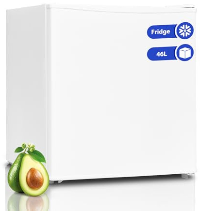 Techomey Mini Frigo de Chambre 46L, Petit Frigo de Compresseur, 0-10℃, Mini Réfrigérateur, Silencieux, pour Maison Appartement, Porte Réversible, Blanc