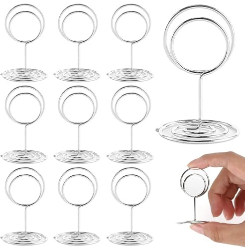Marnovest 10PCS Table Number Holders, 2 Inch Tall Place Card Holders for Wedding, Party, Graduation, Reception, Restaurant and Office, Silver