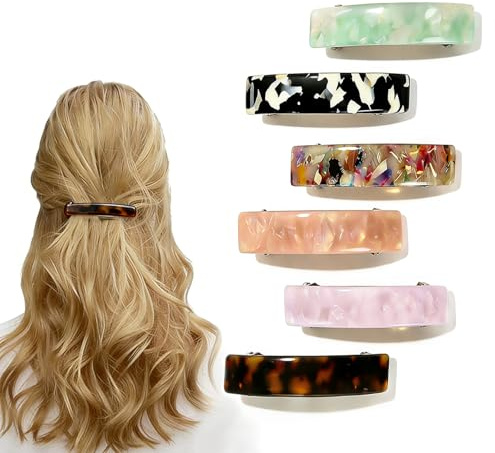 Aucuu 7.5cm/3'' French Design Hair Barrette, 6 PCS Barrette Tortoise Shell Acetate, Hair Clip, Hair Barrettes For Women, French Barrettes Delicate for Women and Girls