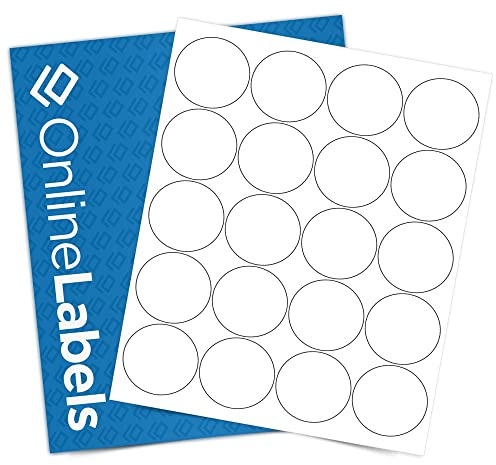 OnlineLabels 2 Round Labels – Permanent Adhesive, White Matte – for Jar Lids, Product Packaging, & Favors – for Inkjet & Laser Printers – Pack of 2,000 Labels, 100 Sheets OL5375WX