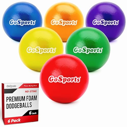 GoSports Soft Skin Foam Playground Dodgeballs - 6 Pack Set for Kids - Includes Mesh Carry Bag