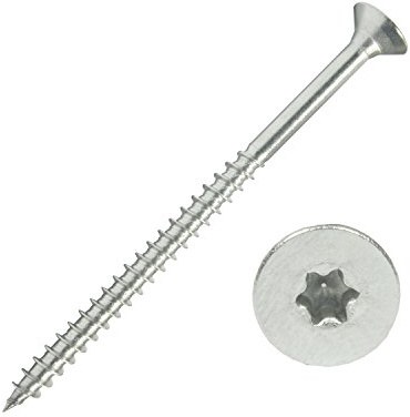 500 Stück Edelstahl-Schrauben 6x90 mm Teilgewinde Torx - Spanplattenschrauben mit Senkkopf - Holzschrauben/Holzbauschrauben - Werkstoff A2 VA V2A - Edelstahlschrauben/Universalschrauben TX25