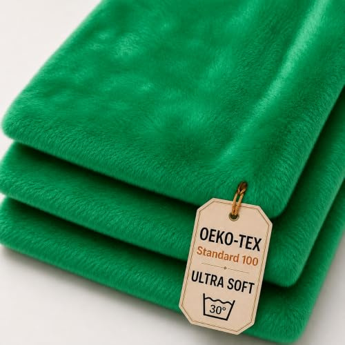 StoffBook Grasgrün Kunstpelz Kaninchenfellimitat Kunstfell für Bekleidung | Dehnbar, weich und leicht, Stoff für Bekleidung, Kostüme und Dekoration, Plüschfell und Teddyplüsch, Meterware ab 50cm