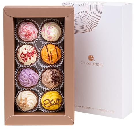 Cupcakes navideños de praliné x 8 - chocolate | Navidad | fiesta | regalo | hombres | mujeres | adorno | decoracion | dulces | delicioso | exquisito | Nochebuena | bombones | caja | bombones