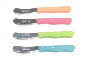 A.K TRADING Lot DE 4 Couteau LA Fourmi TARTINEUR Manche Bois Couleur Rose/Bleu/Vert/Aubergine REF 20251 Code 2912