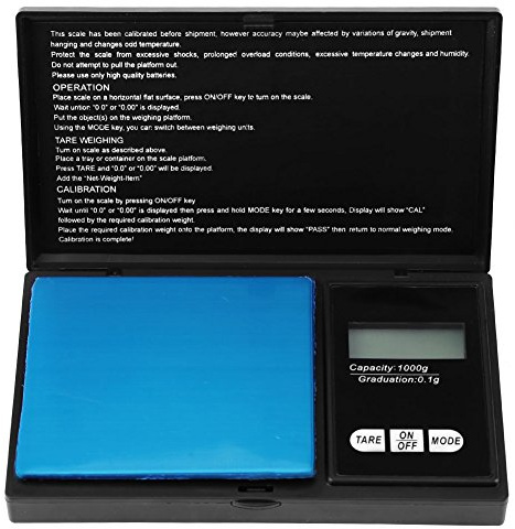 Kleine Tragbare Hohe Präzision 0, 1G / 0, 01G Tasche Schmuckwaage Digitale Küchenwaage Lebensmittel Auto Off Tara Funktion mit LED-Hintergrundbeleuchtung Display Schwarz (1000g / 0, 1g)