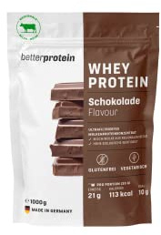 Whey Protein - Milch Schokolade 1 kg - Produziert in Deutschland aus regionaler Milch - Eiweißpulver zum Muskelaufbau und Abnehmen - Beutel - betterprotein ®