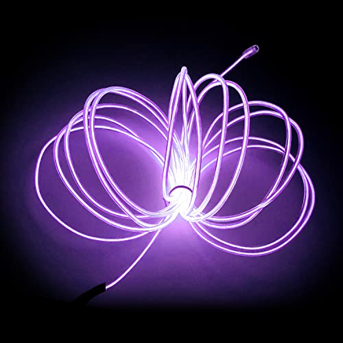 Balabaxer EL-Leuchtdraht Violett, 16,4 Fuß/5 Meter portable steuerungsbetriebene Neon-Lichtleiste, 360° schneidbare leuchtende Seilenlichter für Partys, Halloween und DIY-Dekoration.