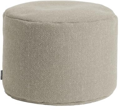 mokebo® Pouf, Hocker o. Sitzhocker 60x40cm 'Der Ruhestifter', Bodenkissen rund & Fußhocker fürs Wohnzimmer, nachhaltiger Sitzpouf, Puff & Beistelltisch mit EPS-Perlen Füllung, Recyclingstoff in Beige