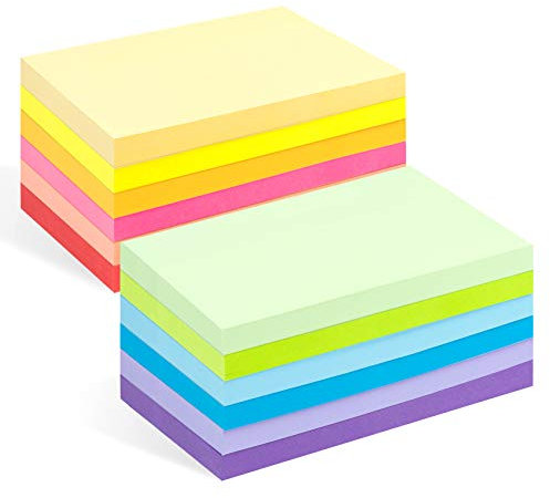 12er Pack Haftnotizen, 12 Notizblöcke à 100 Blatt in 12 Farben, Sticky Notes Bunte Klebezettel und Haftnotizzettel 76 x 127 mm, 12 Blöcke