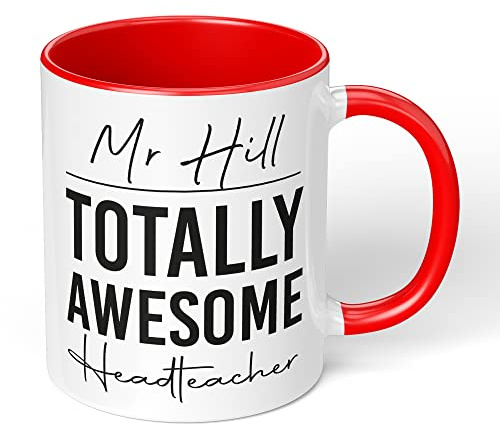 Print Maniacs Personalised Thank You Teacher Mug End Term Student Pupil Present Leaving Coffee 11 oz Gift Totally Awesome Head Teacher (Red Fill and Handle)