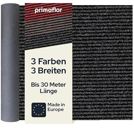Primaflor Sauberlauf - Gin, Anthrazit, 0,80m x 2,00m, Rutschfester Schmutzfangläufer Meterware, Robuster Küchenläufer nach Maß, Zuschneidbarer Teppichläufer, Eingangsmatte für Flur und Windfang