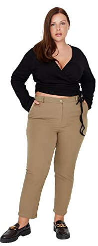 Trendyol Carota Pantaloni Taglie Forti, Verde, 74/di più Donna