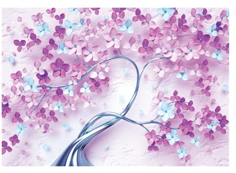 WallArena - Vlies Fototapete Kinderzimmer Rosa Baum 368x254 cm - Fototapeten Tapeten Kindertapete - Vliestapete Wandtapete Tapete 3D Effekt - Blätter