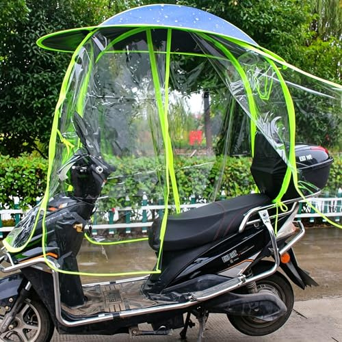 DECORN Universal Electric Motorcycle Scooter Sunshade Cover, Fully Enclosed Waterproof Canopy, Anti-UV Foldable Mobility Scooter Umbrella, Blue