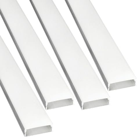 JANDEI - 4 x 1 meter Lange Aluminiumprofile für die Oberflächeninstallation von LED-Lichtbändern mit Durchscheinendem Diffusor. Inklusive Endkappen und Zubehör (29,4mm x 9,9mm)