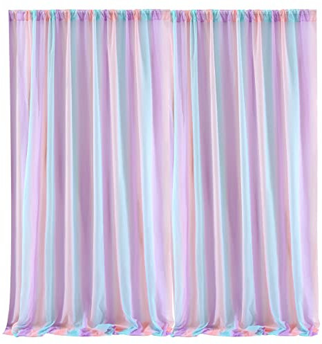 Transparentem Voile Querbehang Freihanddeko Hintergrund Vorhänge Fertiggardine Fensterdekoration Vorhangschals Dekoschal für Hochzeitsdekorationsschal Wohnzimmer Schlafzimmer,2 Stück 150x300cm