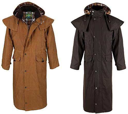 Hunter-Outdoor Unisex Endinburgh Wachsjacke Mantel Cape Lange Jacke, braun, L