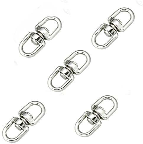 JY-MARINE Anillo giratorio de doble extremo, gancho giratorio, anillo de grillete, conector de cadena de acero inoxidable 304 giratorio (3 mm, 5 piezas)