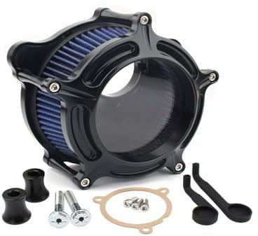 YEAHSO Filtre à air moto nettoyant bleu système d'admission d'air compatible avec Harley Touring Street Glide Road King Softail StreetBob Fatboy 18-2022 (Color : Blue Black)