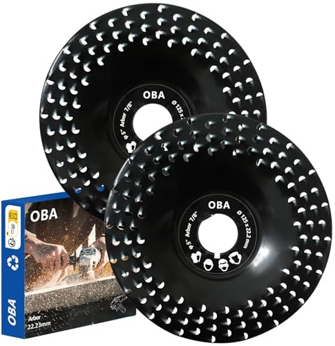 OBA 2 Piezas Disco Amoladora Madera 125mm(Sin obstrucciones por aserrín), Discos para Grabar y Pulir Madera