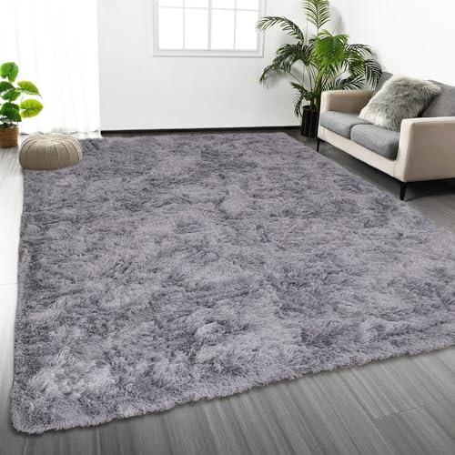 Oxford Homeware Rugs Living Room – Grey Area Rugs for Bedroom Large 80x150 cm – Modern Soft Non Slip Rug Washable Floor Carpets for Bedside