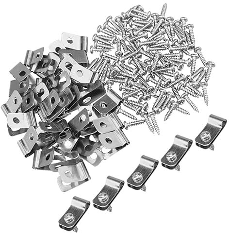 OUNONA Metal Wire Fence Clamps with Screws for Pet Cage and Garden Fencing, Heavy Duty Aluminum Clips 100 Packs for Agricultural Wire Mesh Fixing and Fence Support