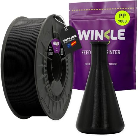 WINKLE Polypropylen PP Filament 1.75mm Schwarz, 700g Spule, 3D Drucker Filament Kompatibel mit FDM Druckern, PP 3D-Druckmaterialien, Maßgenauigkeit +/- 0.05mm, Chemikalienbeständig