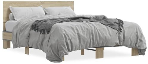 ShGaxin Bettgestell Sonoma-Eiche 120x200 cm Holzwerkstoff und Metall, Bett, Jugendbett, Schlafzimmer Bett, Bed Frame - 3280198