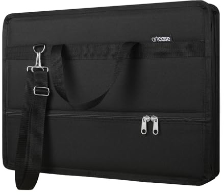 Le'arte Artcase max DIN A3 – Harte Künstlermappe, Zeichenmappe A3, Dokumententasche, 49 x 36 x 7 cm, Kunst-Transportmappe, Wasserdicht, Großformat, Hardcover (Black)